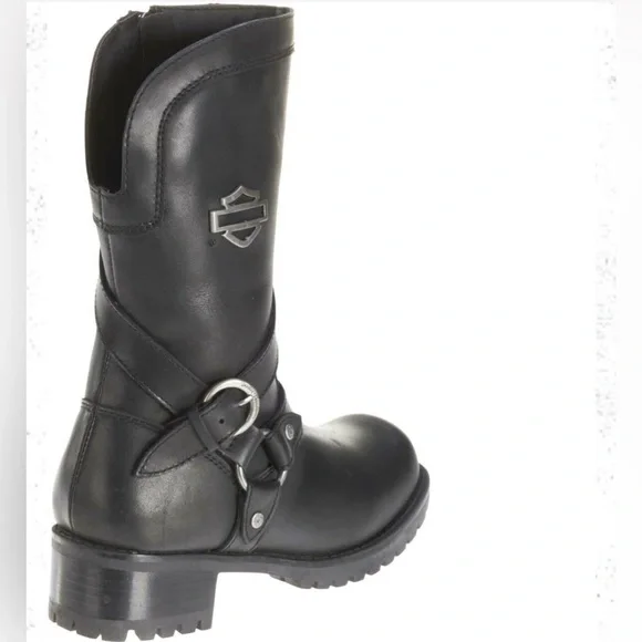 🔵 “NWOT” HARLEY-DAVIDSON Black Leather Motorcycle Boots - Picture 2 of 13
